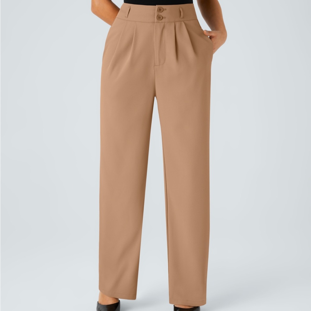 NWT Hight Waisted, Button Zipper Side Pocket Classic Tan Women's Pants